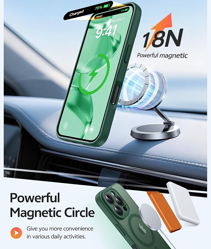 FNTCASE for iPhone 16 Pro Case, Fit for Magsafe, with Screen Protector | Full Camera Protection, Translucent Matte, 14FT Military Grade Drop Proof, Shockproof Protective Phone Cover, Green - Image 3