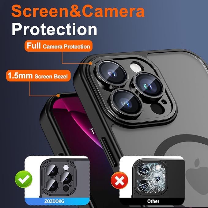 for iPhone 14 Pro Case with Privacy Screen Protector, Black | Full Camera Protection, Translucent Matte Magnetic, Compatible with MagSafe, Shockproof Phone Cover, Slim Fit - Image 6