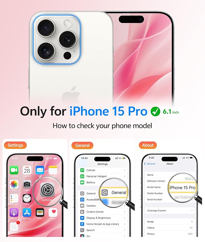 FNTCASE for iPhone 15 Pro Case, Fit for Magsafe, Screen Protector | Full Camera Protection, Translucent Matte, 14FT Military Grade Drop Proof, Shockproof Protective Phone Cover, Light Pink - Image 2