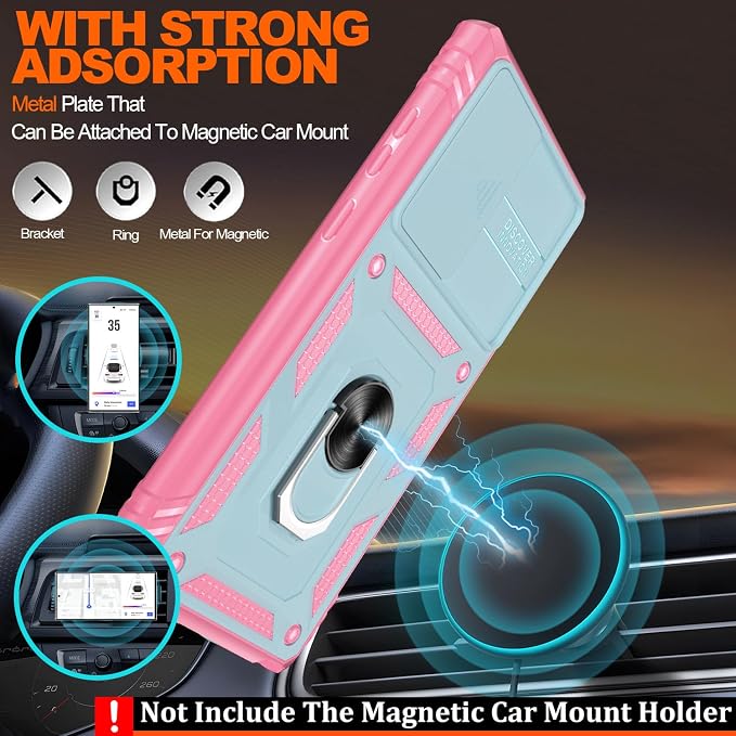 Gritup for Galaxy S22 Ultra Case Military-Grade Shockproof with Kickstand | with 2 PCS Screen Protector, Slide Camera Cover, Heavy Duty Outdoor Protection Funda para Samsung S22 Ultra Cover, Green+Pink - Image 6
