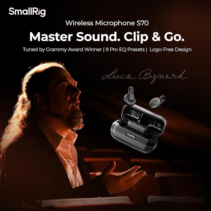 SMALLRIG Wireless Mic S70-C2 (2 TX + 1 RX + Charging Case), Wireless Lapel Microphone for Devices with USB-C Port, 48h Use, Noise Reduction Record for Vlog (Black) - Image 3