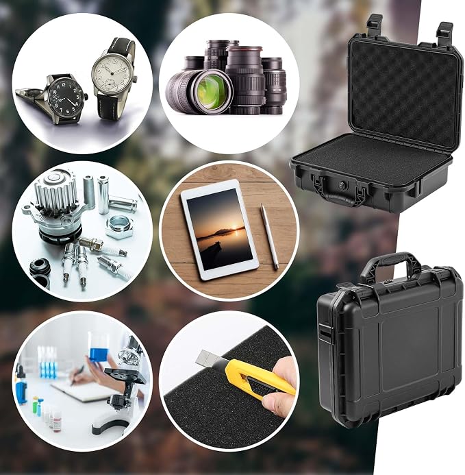 Relaxweex 1 Pcs Waterproof Hard Case with DIY Customizable Foam Insert Portable Protective Case with Knife for Camera Drones Equipments Tools Test Instruments(Black,11.3 x 8.7 x 4.2 Inch) - Image 7
