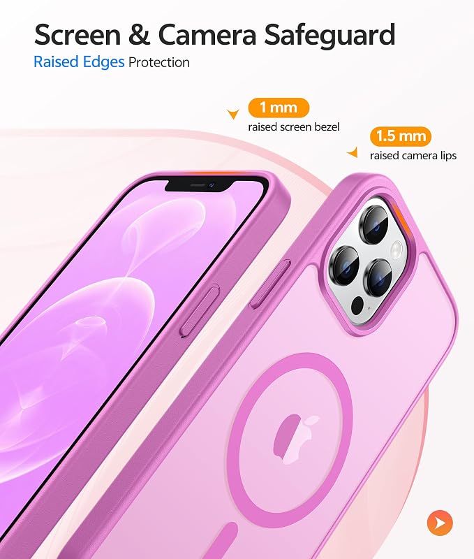FNTCASE for iPhone 12 Pro Max Case, Fit for Magsafe, Translucent Matte Back | Strong Magnetic Charging, Shock Absorbent, 14FT Military Grade Drop-proof, Anti Slip, Pink - Image 4