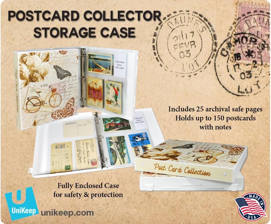 UniKeep Postcard Collector Storage Case with 20 Pages Suitable For Archival Storage - Holds up to 120 Postcards - Maximum Postcard Size of 4" x 6" - Image 2