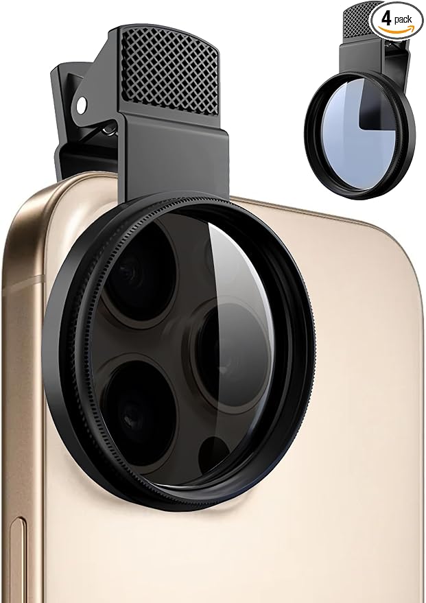 Concept 52mm Clip-On CPL Polarizing Filter for iPhone 16/15/14/13/12/11, Phone Camera Lens Kit with Universal Clip-On Adapter and Protective Case,Camera Kit by Unknown