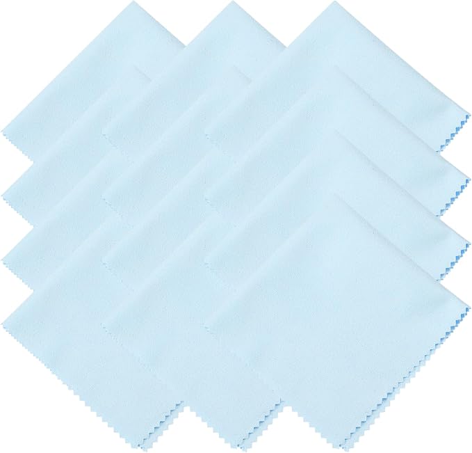 uxcell 12 Pcs Microfiber Cleaning Cloth for Glasses, 11.8 x 11.8 Inch Eyeglass Cleaning Cloth, Glasses Cleaner Wipes for Electronics Lenses Screens Cameras Cell Phones, Light Blue by uxcell