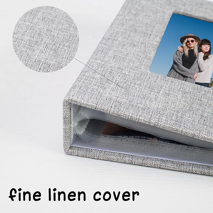 Small Photo Album 5x7 Linen Picture Book, Each Mini 26-Page Album Holds 52 Photos, Art Presentation Folder for Postcards & Picture Storage - Image 3