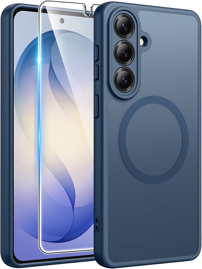 FNTCASE for Samsung Galaxy S26 Case, Fit for Magsafe, with Screen Protector | Full Camera Protection, Translucent Matte, 14FT Military Grade Drop Proof, Shockproof Protective Phone Cover, Blue by FNTCASE