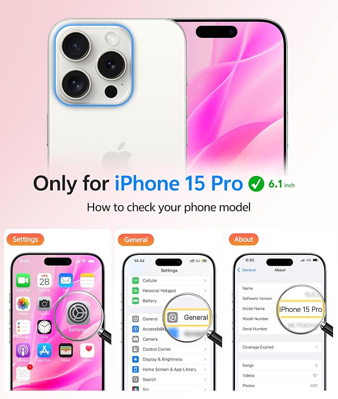 FNTCASE for iPhone 15 Pro Case, Fit for Magsafe, Screen Protector, Hot Pink | Full Camera Protection, Translucent Matte, 14FT Military Grade Drop Proof, Shockproof Protective Phone Cover - Image 2