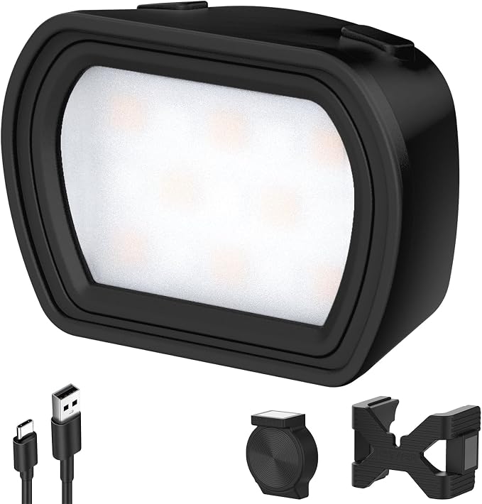 NEEWER BASICS Magnetic Auxiliary Light Compatible with DJI OSMO Pocket 3 Camera Creator Combo, 1.3W Rechargeable Plastic Mini LED Fill Light Attachment w Upgraded Mounts for Video Recording, M21 Black by Neewer