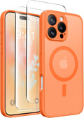 CAPRARO for iPhone 16 Pro Case, Compatible with MagSafe | Upgraded [Full Camera Protection] Protective Translucent Matte Women Girl Magnetic Phone Case Cover, Orange Yellow by CAPRARO