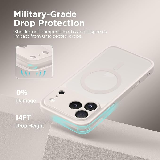 CAPRARO for iPhone 17 Pro Max Case, Compatible with MagSafe Stone | Upgraded [Full Camera Protection] Protective Translucent Matte Women Girl Magnetic Phone Case Cover, Stone - Image 6