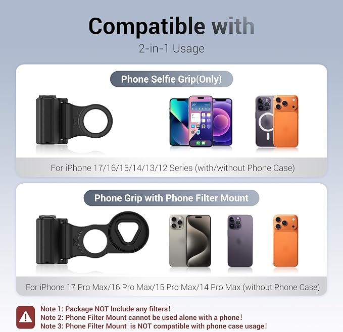 67mm Magnetic Phone Lens Filter Mount with Phone Camera Shutter Grip Kit for iPhone 17 Pro Max Accessories,UV ND CPL Filter Adapter Set for iPhone 16 15 14 Pro Max Only for Video Shooting(NO Filters) - Image 3