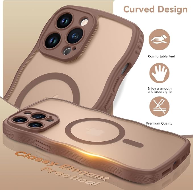 BENTOBEN Magnetic for iPhone 14 Pro Max Case, Cute Wavy [Full Camera Protection][Compatible with MagSafe] Matte Anti-Slip Bumper Women Girls Boys Protective Cover for 14 ProMax 6.7", Desert Titanium - Image 7