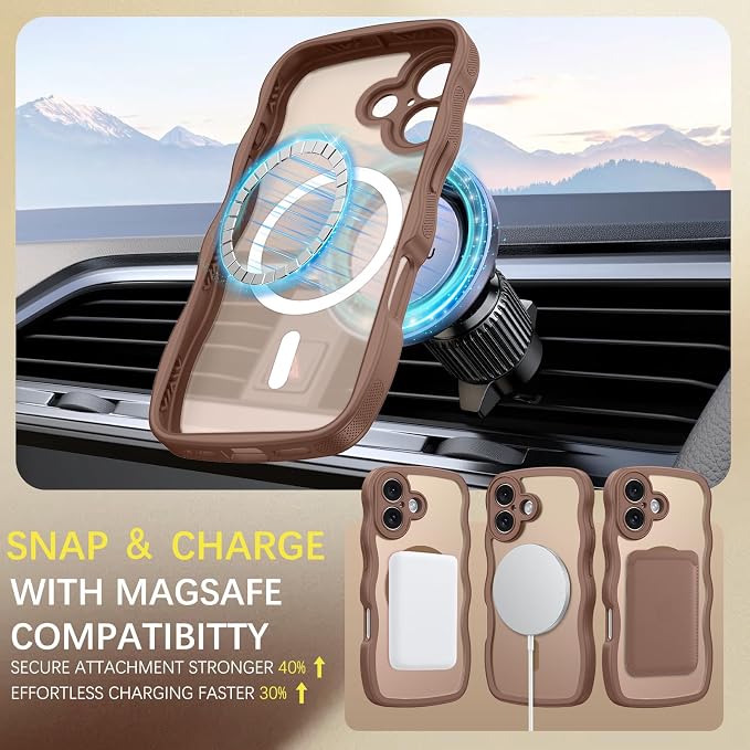 BENTOBEN Magnetic for iPhone 17 Case, Cute Wavy Full Camera Protection [Compatible with MagSafe] Translucent Matte Anti-Slip Bumper Women Girls Boys Protective Cover for 17 6.3", Desert Titanium - Image 4