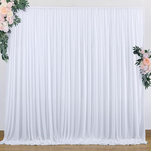 10 ft x 7 ft Wrinkle Free White Backdrop Curtain for Wedding Parties, Polyester Photography Backdrop Drapes for Birthday Parties Stage Backdrop Stand, White Background Curtains, 5x7FT 2 Panels by Outpain