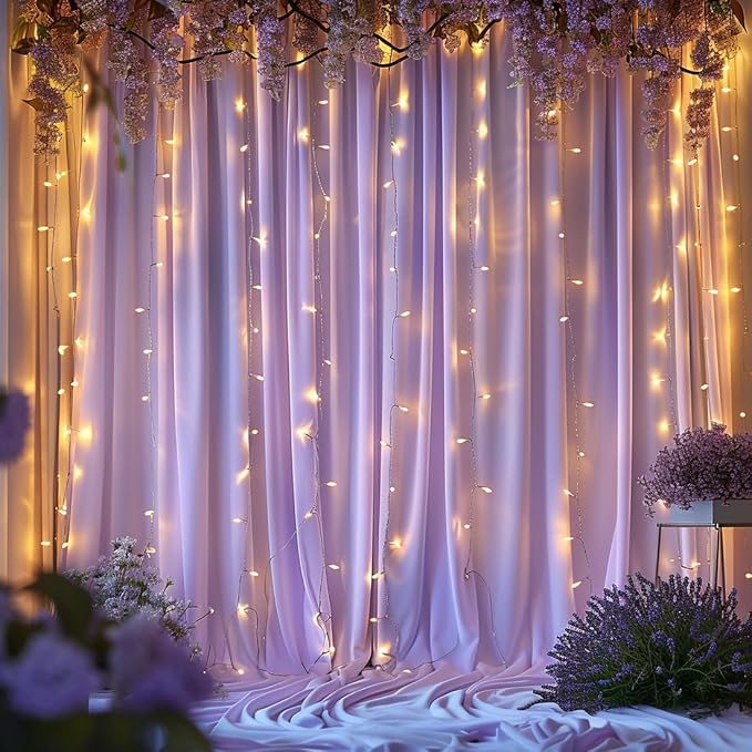 20x10ft Wrinkle Free Lavender Backdrop Curtain for Parties Soft Fabric Drapes Wedding Curtain Backdrop for Birthday Party Decorations Background for Photography 5x10ft,4 Panels - Image 6