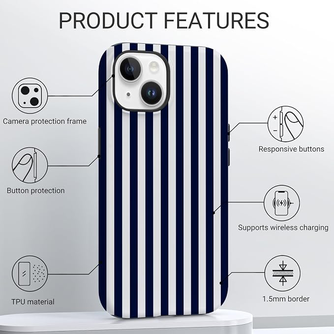 TPU Phone Case for iPhone 13, MagSafe Wireless Charging Compatible, Shockproof Slim Fit Protective Cover with Anti-Yellowing & Raised Camera Protection (Stripe 3, iPhone 13) - Image 4
