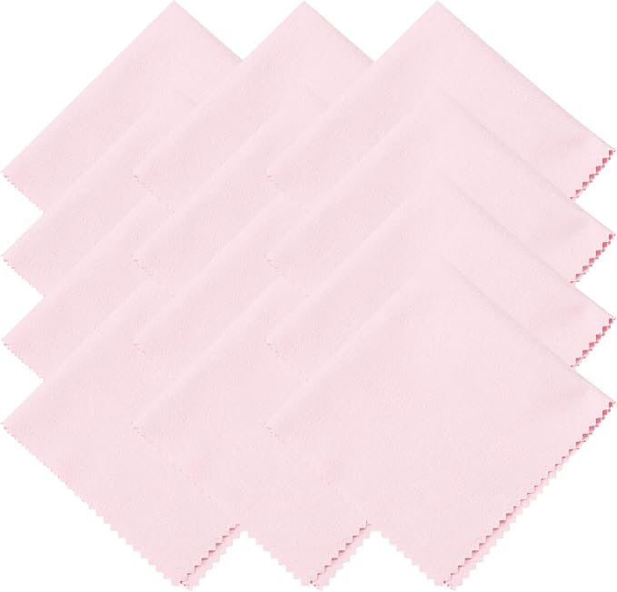 uxcell 12 Pcs Microfiber Cleaning Cloth for Glasses, 8 x 8 Inch Eyeglass Cleaning Cloth, Glasses Cleaner Wipes for Electronics Lenses Screens Cameras Cell Phones, Pink by uxcell
