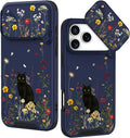 for iPhone 17 Pro Case - Women Cute Phone Cover Girly Pretty Fancy Unique Aesthetic Design Slide Camera Cover Protective Case for Apple for iPhone 17 Pro, Black Cat by Goocrux