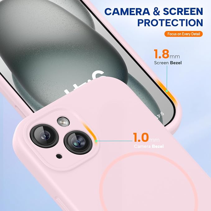 Miracase Silicone & Magnetic for iPhone 15 Case, Sand Pink | Compatible with MagSafe, Soft Microfiber Lining, Premium Silicone Cover Shockproof Drop Protection Phone Case for 15 - Image 4