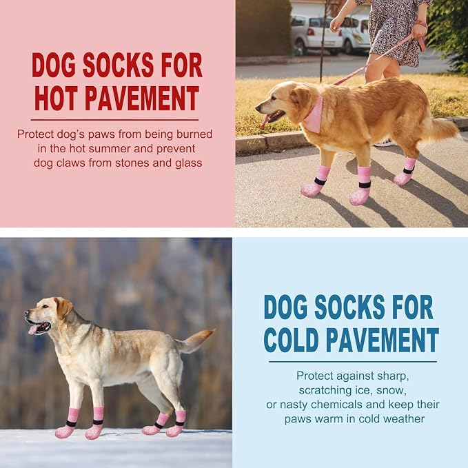 EXPAWLORER Anti Slip Dog Socks to Prevent Licking Paws, Dog Shoes for Hot Pavement, Dog Booties for Small Medium Large Senior Dogs, Traction Control Boots & Paw Protectors for Hardwood Floors - Image 4