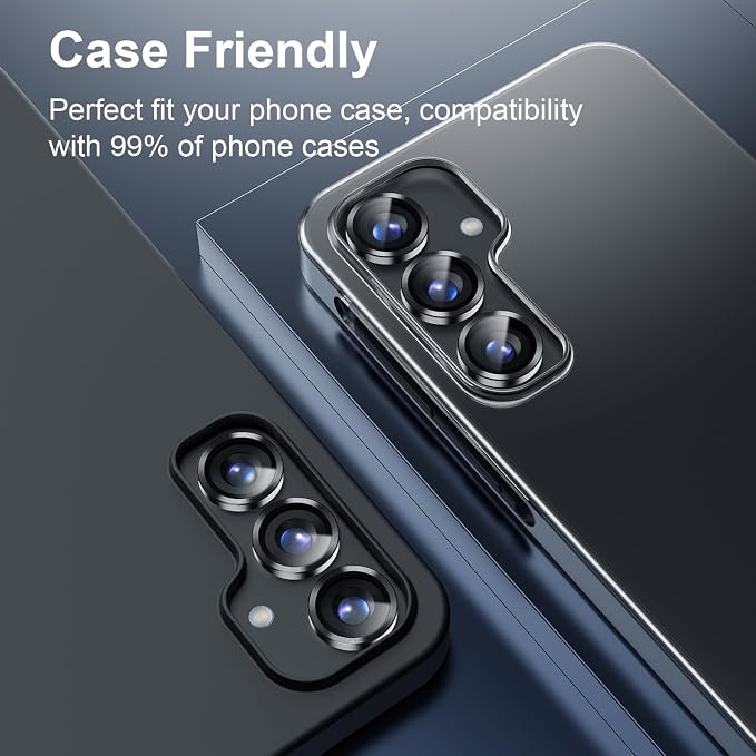 Korecase for Galaxy S25 FE Camera Lens Protector, 9H Tempered Glass Anti Scratch Camera Screen Protector Film Shcokproof Metal Ring Lens Protector for Galaxy S25FE (Black) - Image 6