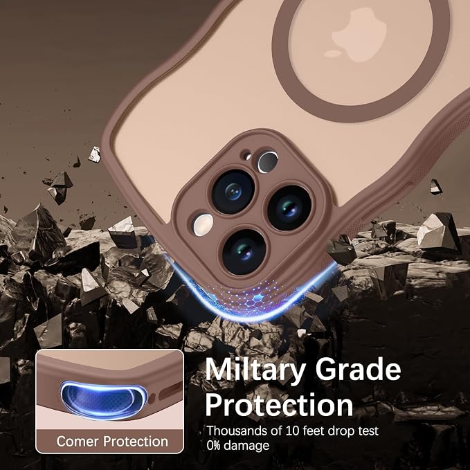 BENTOBEN Magnetic for iPhone 14 Pro Max Case, Cute Wavy [Full Camera Protection][Compatible with MagSafe] Matte Anti-Slip Bumper Women Girls Boys Protective Cover for 14 ProMax 6.7", Desert Titanium - Image 6