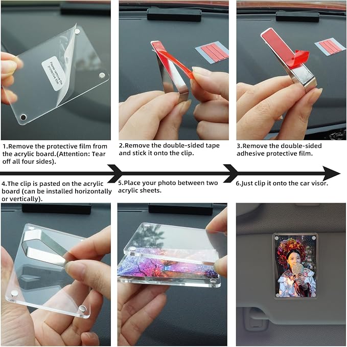 XMALL 2Pcs Car Picture Holder, Suitable for car Visor, Universal for Any Vehicle Model, Show Personal or Family Photos, Great Gift for Drivers, Car Accessories, Polaroid Photo Frame, 4.7"X3.1" - Image 6