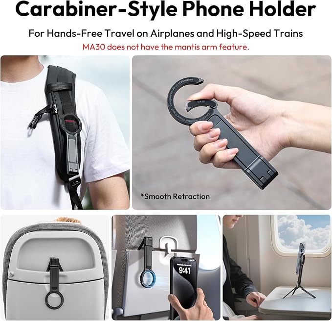 ULANZI MA30 Magnetic Phone Tripod Stand for iPhone - Aluminium Maglock Smartphone Mini Tripod Pocket Cell Phone Stand Strong Magnet Quick Mount Compatible with iPhone 17 16 15 14 13 12 Series, Black - Image 2