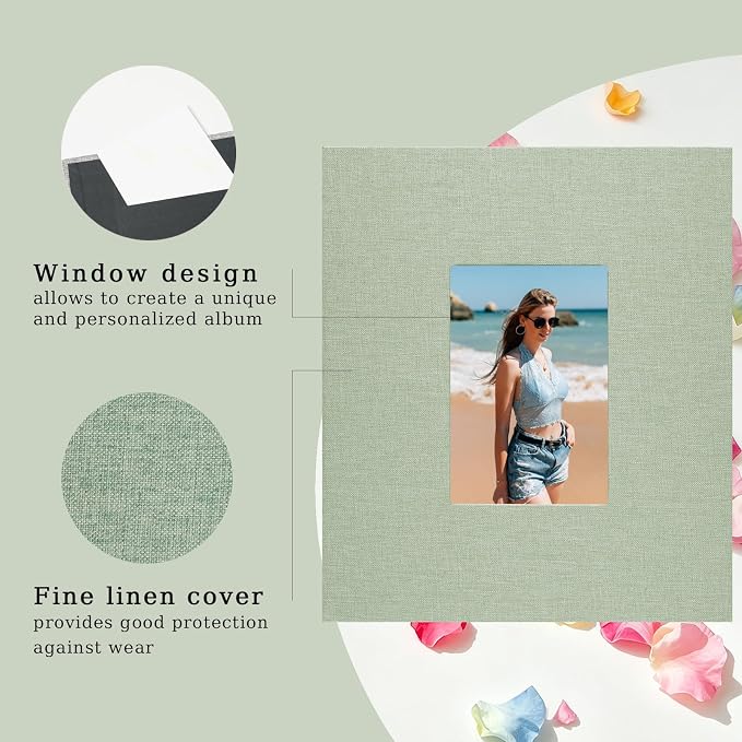 Photo Album 8x10 Linen Picture Book 26-Page Album Holds 52 Photos Art Presentation Folder for Picture or Certificates Storage - Image 2