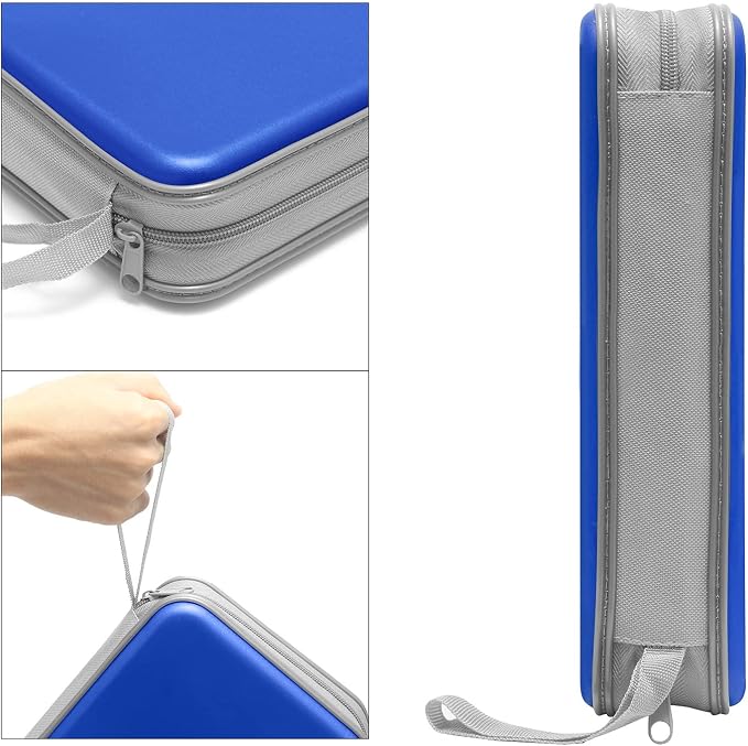 Siveit CD Case Holder, 80 Capacity CD/DVD Case Holders Wallet Hard Plastic CD DVD Disc Cases Storage Binder for Car Home Office Travel (Blue) - Image 3