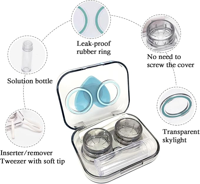 Contact Lens Case, Travel Size Flip Top Cute Contact Lenses Applicator Remover Tool Kit with Solution Bottle for Daily Outdoor Heart (4 Pack) - Image 3