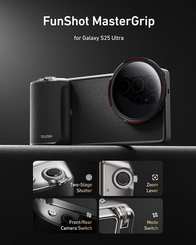 TELESIN Fun Shot Mastergrip Phone Camera Grip Photography Kit (Grip + Phone Case + 67mm CPL Filter Lens) for Samsung Galaxy S25 Ultra, Comfort Ergonomic Professional Master Handle Holder - Image 2