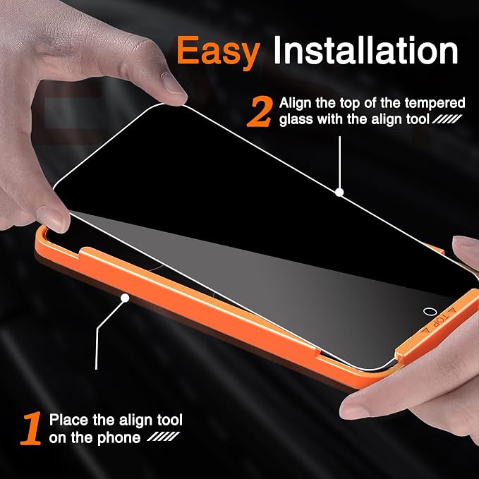 Milomdoi Privacy Screen Protector for iPhone Air, Tempered Glass | 3+3 Pack, 9H+ Hardness, Camera Lens Protector, Military Grade Shatterproof, Easy Installation, No Bubbles, Case Friendly - Image 3
