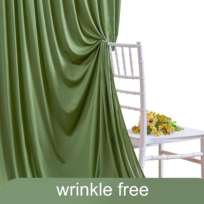 6 Panels Valley Green Backdrop Curtain for Parties Wrinkle Free Dark Green Photo Curtains Backdrop Drapes Fabric Decoration for Baby Shower Birthday Party Photography 30ft(W) x 10ft(H) - Image 4