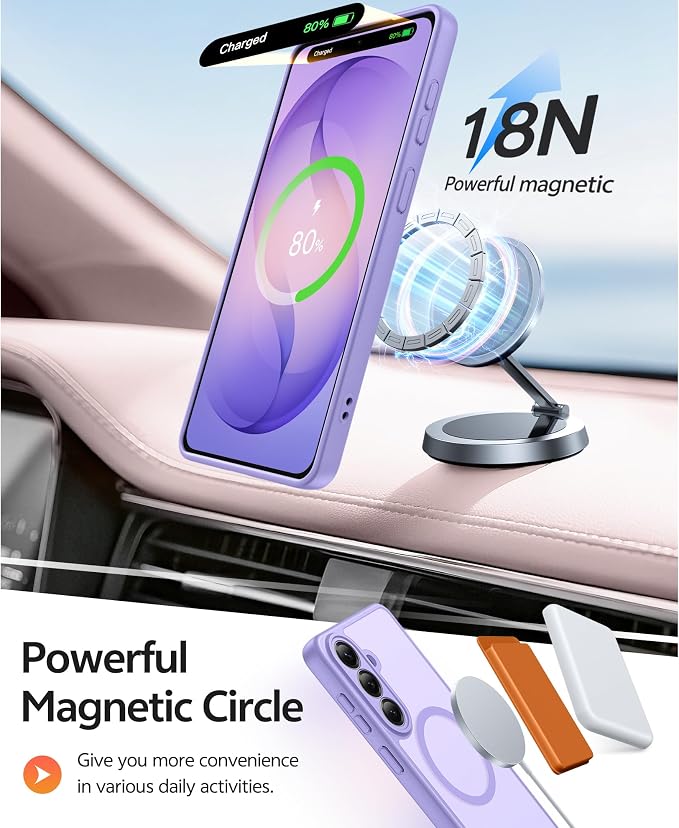FNTCASE for Samsung Galaxy S26 Case, Fit for Magsafe, with Screen Protector | Full Camera Protection, Translucent Matte, 14FT Military Grade Drop Proof, Shockproof Protective Phone Cover, Light Purple - Image 3