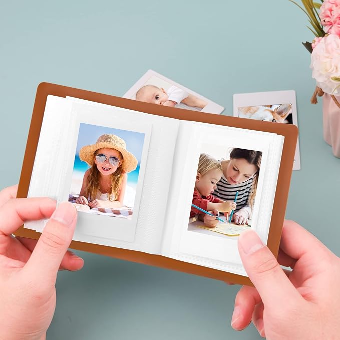 Ruibytree 52 Pockets Small Photo Album 2x3 for Instax Mini, Brown, 2 Pack | Pocket-Size, PU Leather Cover, Snap Closure, Acid-Free Pages, Fits Polaroid 2x3 Photos, Kodak Mini Prints & ZINK Photos - Image 6