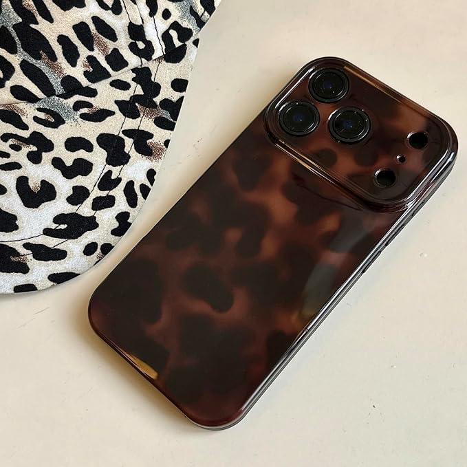Aesthetic Tortoise Shell Phone Case for iPhone 17 Pro 6.3in,Retro Cool Girl Leopard Print Brown Amber Trendy Full Camera Protective Cover for iPhone 17pro 6.3" - Image 2