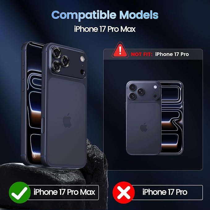 CACOE Metal Camera Lens Protector for iPhone 17 Pro Max | Tempered Glass Cover, Anti-Scratch, Drop-Proof, Strong Adhesion, Camera Screen Cover Accessories, Dark Blue - Image 7