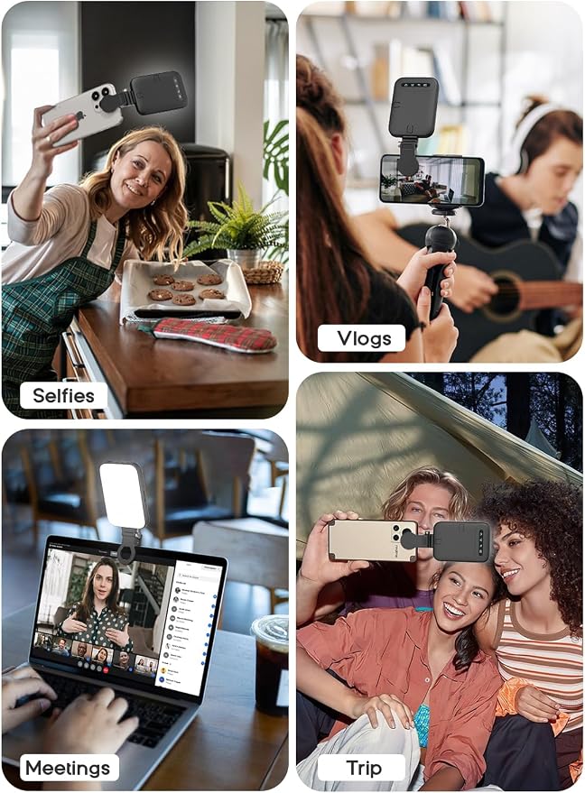 Selfie Light Rechargeable Phone Light Clip-On – Portable LED Selfie Light with 3 Color Modes & 10 Brightness Levels for iPhone, TikTok, Makeup, Vlogging, Live Streaming, Zoom - Image 5