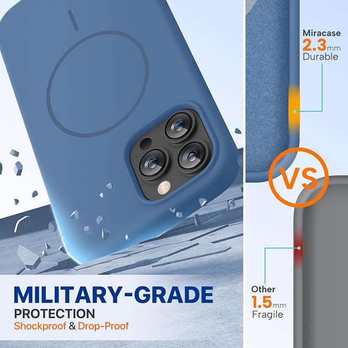 Miracase Magnetic for iPhone 15 Pro Case, Silicone, Soft Microfiber Lining - Image 2