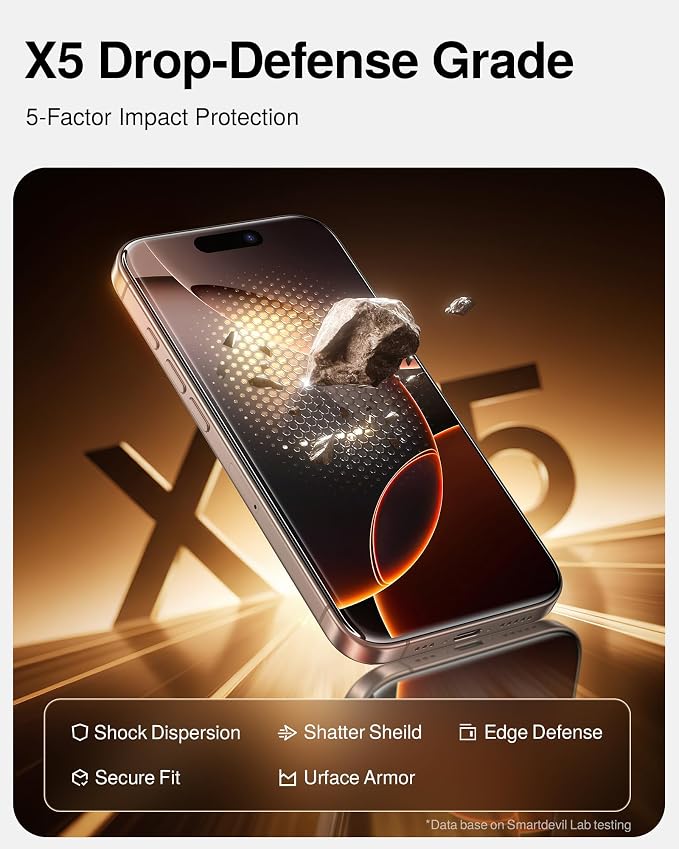 SMARTDEVIL 2 Pack Tempered Glass for iPhone 16 Pro Max Screen Protector | Military-Grade Shatterproof Protection, Crystal Clear, 9H Hardness, Fast & Easy Installation, Scratch Proof, Case Friendly - Image 5