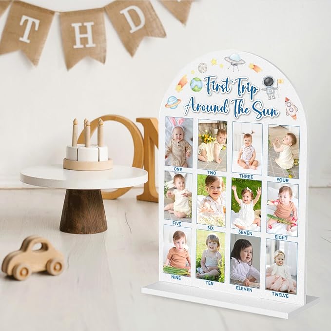 My First Year Photo Board Baby Milestone Signs One Year of Baby Photo Board, Best Babies Keepsake 10x14 Inches Acrylic Sign Decor Fits 2" x 3" Photo A16 - Image 5