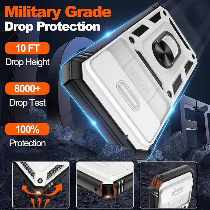 Gritup for Pixel 9A Case Military-Grade Shockproof with Kickstand | with 2 PCS Screen Protector, Slide Camera Cover, Heavy Duty Outdoor Protection Funda para Google 9 A Phone Cover, White+Black - Image 2