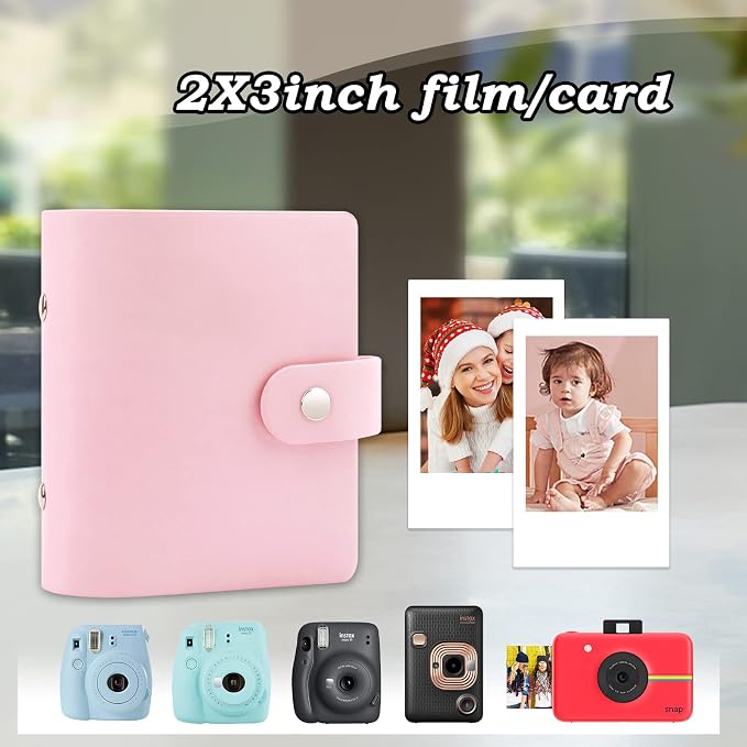 Ruibytree 52 Pockets Small Photo Album 2x3 for Instax Mini, Pink, 2 Pack | Pocket-Size, PU Leather Cover, Snap Closure, Acid-Free Pages, Fits Polaroid 2x3 Photos, Kodak Mini Prints & ZINK Photos - Image 2