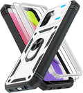 Gritup for Galaxy A03S Phone Case Military-Grade Shockproof with Kickstand | with 2 PCS Screen Protector, Slide Camera Cover, Heavy Duty Outdoor Protection Funda para Galaxy A03s Cover-White+Black by Gritup