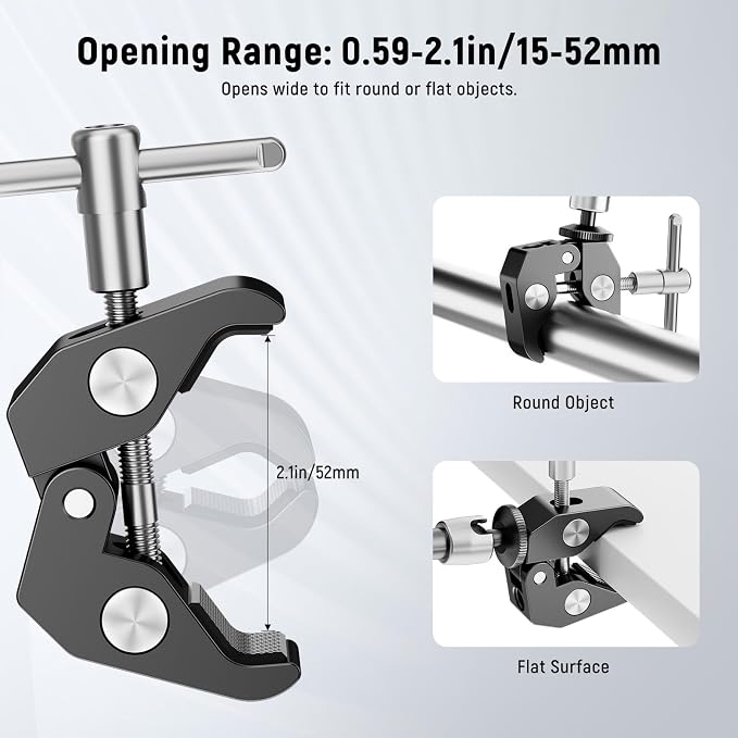 NEEWER 9.8"/25cm Adjustable Magic Arm with Super Clamp 1/4" Screws, ST25C | 1/4" & 3/8" Threads, for Flash, LED Light, Microphone, Monitor, Compatible with SmallRig Camera Cage, Max Load 3.3lb/1.5kg - Image 5