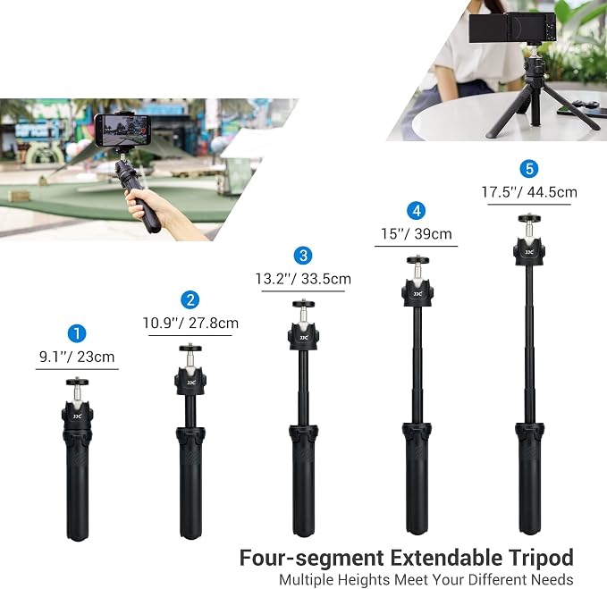 JJC Extendable Mini Tripod & Selfie Stick for Sony ZV1F ZV1 ZVE10 RX100 VII | for Sony ZV-E10 II ZV-1F ZV-1 II A6100 A6400, Canon PowerShot V1 SX740 HS G7X Mark III II EOS R100 R50 R10 & More - Image 5
