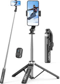 Selfie Stick & Phone Tripod, All in 1 Selfie Stick with Remote, Phone Travel Tripod Stand for Video Recording, Live Streaming, Photograph, Group Photo, Vlog Compatible with All Cellphones by QIRITA